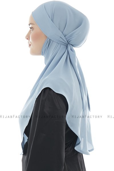 Ebrar - Ljusblå Crepe Chiffon Al Amira Hijab