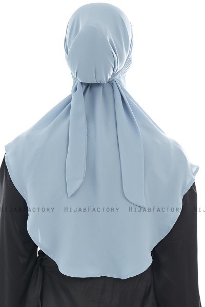 Ebrar - Ljusblå Crepe Chiffon Al Amira Hijab