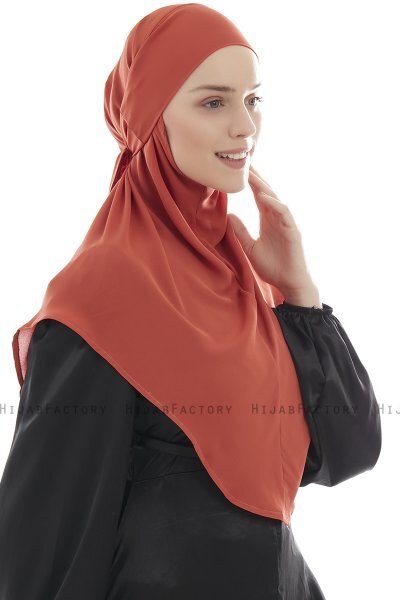 Ebrar - Tegelröd Crepe Chiffon Al Amira Hijab