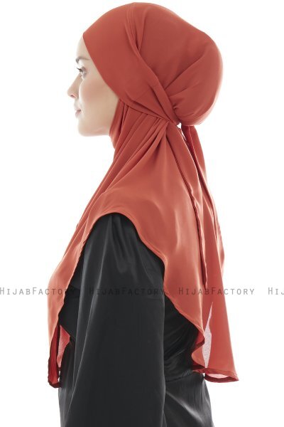 Ebrar - Tegelröd Crepe Chiffon Al Amira Hijab