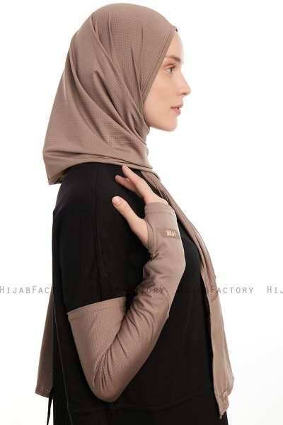 Azize - Mörk Taupe Pro Scarf Sport Hijab Set