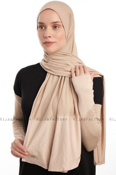 Azize - Ljus Taupe Pro Scarf Sport Hijab Set