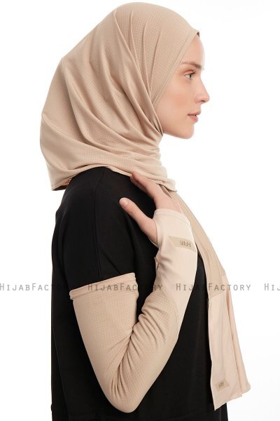 Azize - Ljus Taupe Pro Scarf Sport Hijab Set