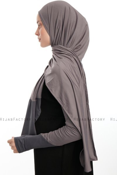 Azize - Mörkgrå Pro Scarf Sport Hijab Set