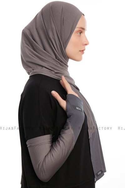 Azize - Mörkgrå Pro Scarf Sport Hijab Set