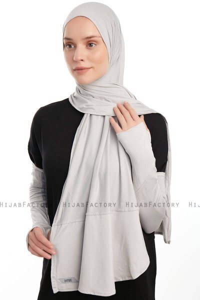 Azize - Ljusgrå Pro Scarf Sport Hijab Set