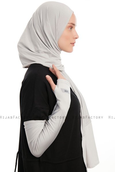 Azize - Ljusgrå Pro Scarf Sport Hijab Set