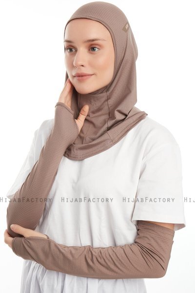 Bayda - Mörk Taupe Pro Sport Hijab Set
