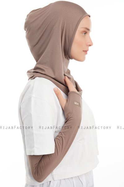 Bayda - Mörk Taupe Pro Sport Hijab Set