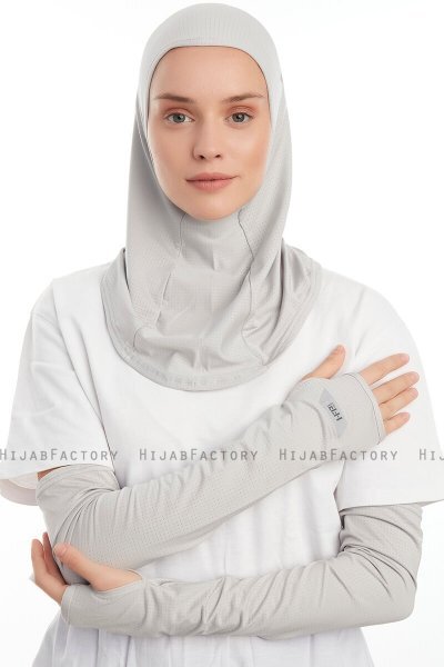 Bayda - Ljusgrå Pro Sport Hijab Set
