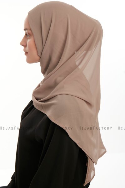 Eylem - Mörk Taupe One Piece Chiffon Hijab