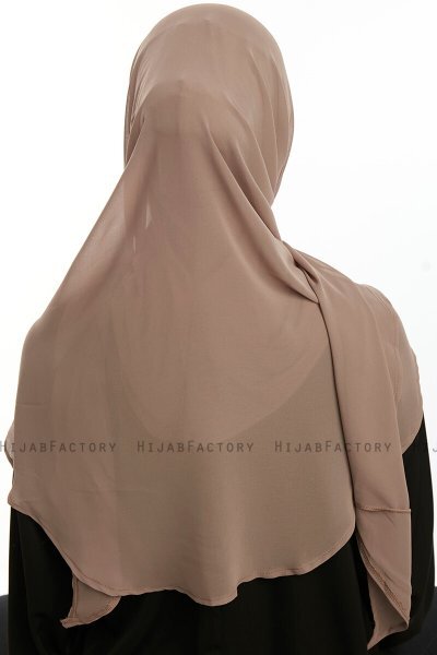 Eylem - Mörk Taupe One Piece Chiffon Hijab