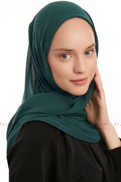 Eylem - Mörkgrön One Piece Chiffon Hijab