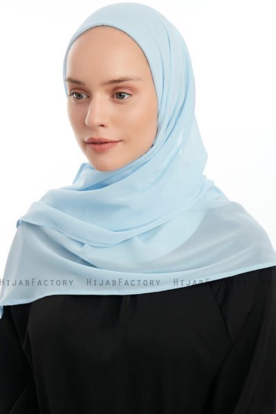 Eylem - Ljusblå One Piece Chiffon Hijab