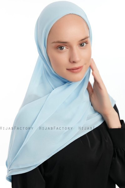 Eylem - Ljusblå One Piece Chiffon Hijab