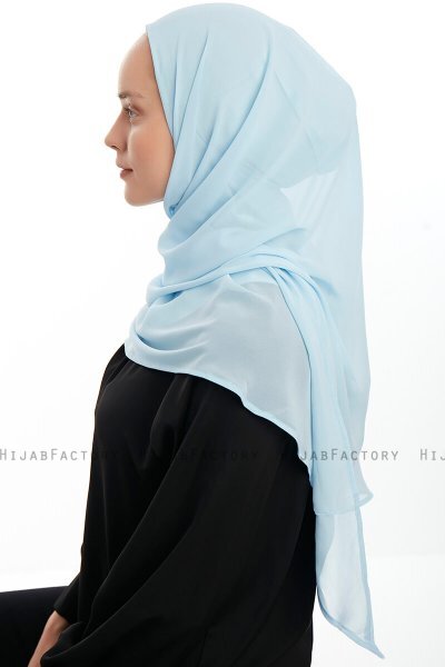 Eylem - Ljusblå One Piece Chiffon Hijab