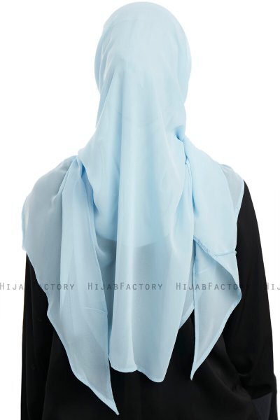 Eylem - Ljusblå One Piece Chiffon Hijab