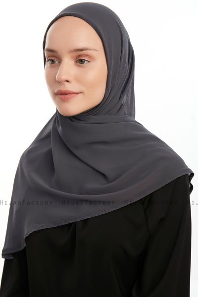 Eylem - Antracit One Piece Chiffon Hijab