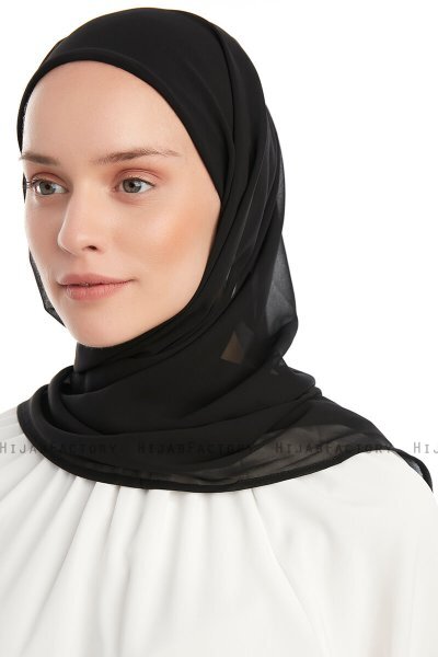 Sahar - Svart One Piece Chiffon Hijab