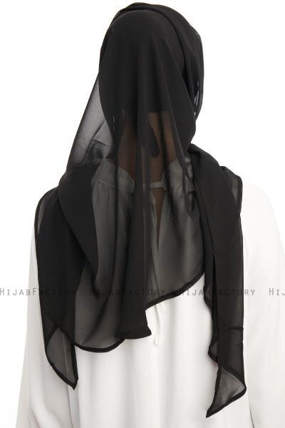 Sahar - Svart One Piece Chiffon Hijab