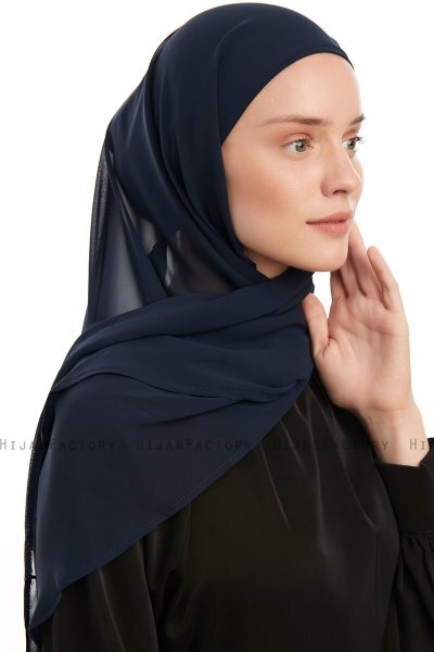 Sahar - Marinblå One Piece Chiffon Hijab