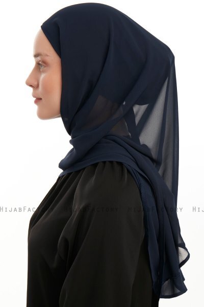Sahar - Marinblå One Piece Chiffon Hijab