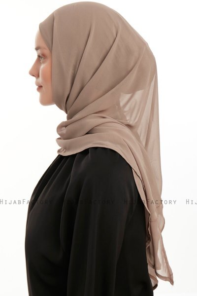 Sahar - Mörk Taupe One Piece Chiffon Hijab