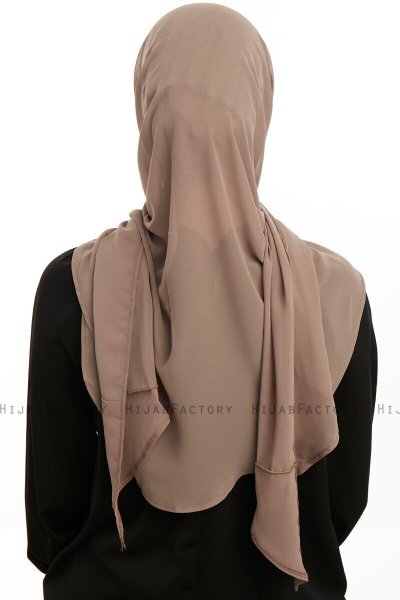 Sahar - Mörk Taupe One Piece Chiffon Hijab
