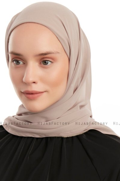 Sahar - Ljus Taupe One Piece Chiffon Hijab