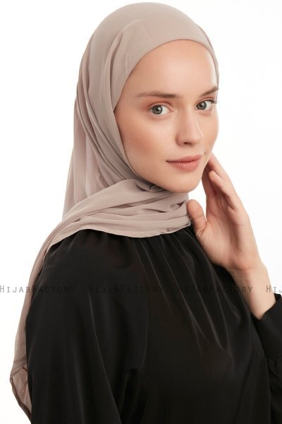 Sahar - Ljus Taupe One Piece Chiffon Hijab