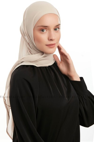 Sahar - Ljus Beige One Piece Chiffon Hijab