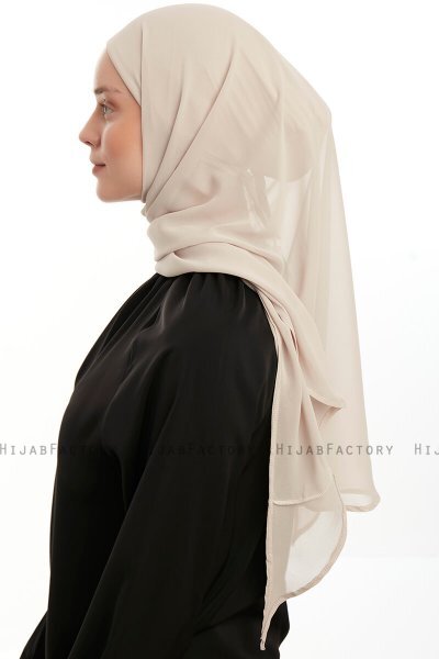 Sahar - Ljus Beige One Piece Chiffon Hijab