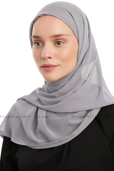 Sahar - Mörkgrå One Piece Chiffon Hijab
