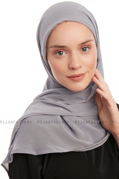 Sahar - Mörkgrå One Piece Chiffon Hijab