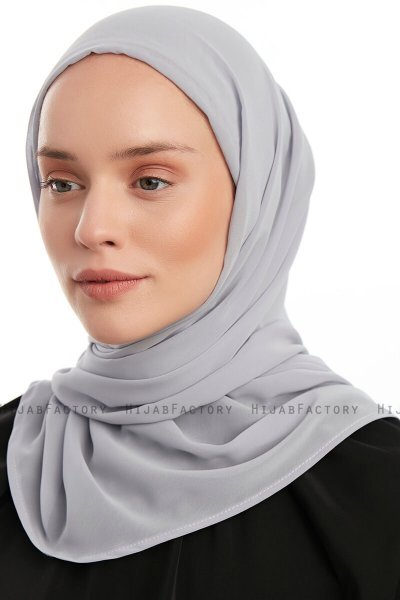 Sahar - Ljusgrå One Piece Chiffon Hijab