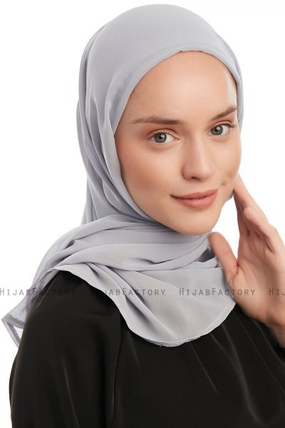 Sahar - Ljusgrå One Piece Chiffon Hijab