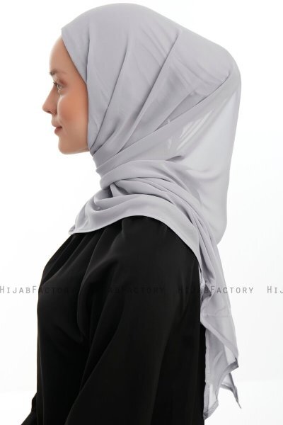 Sahar - Ljusgrå One Piece Chiffon Hijab