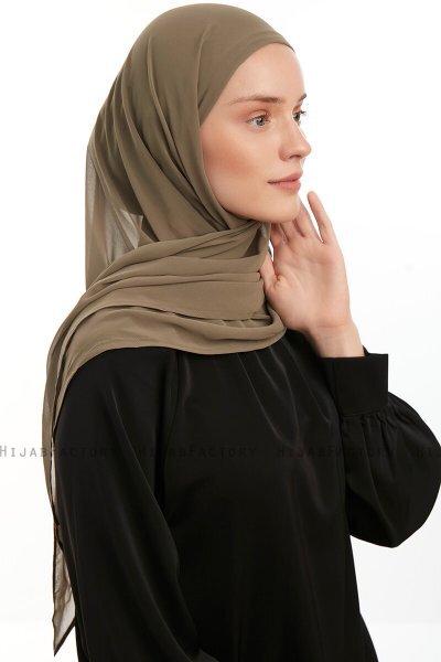 Sahar - Olivgrön One Piece Chiffon Hijab