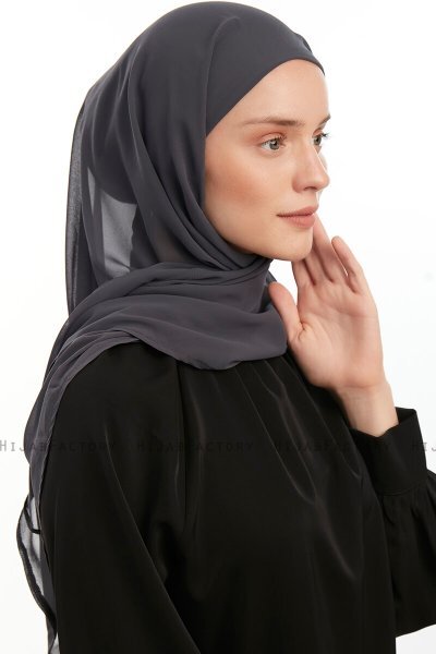 Sahar - Antracit One Piece Chiffon Hijab