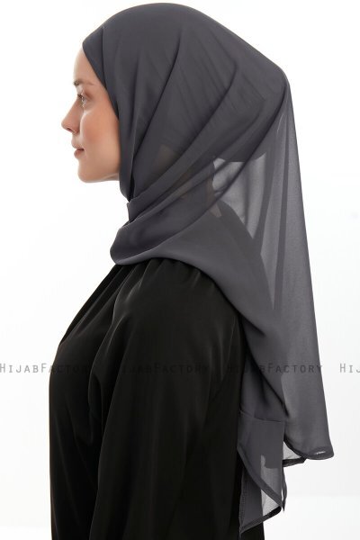 Sahar - Antracit One Piece Chiffon Hijab