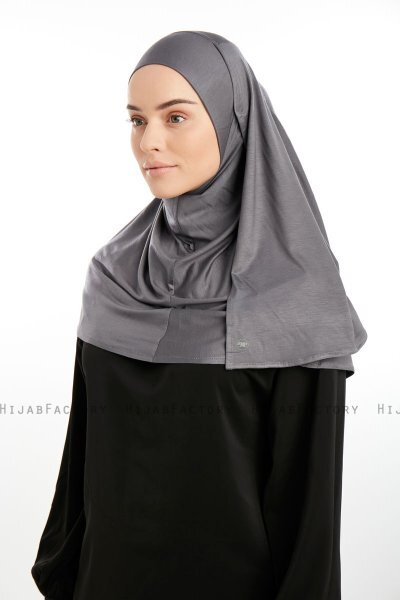 Feriha - Mörkgrå Viskos Turban Hijab