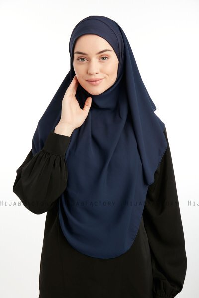 Bengi - Marinblå Micro Krep Turban Hijab