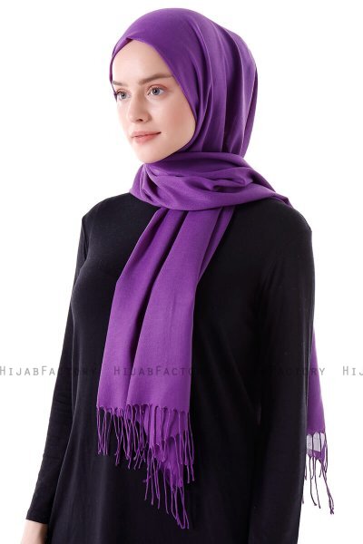 Demet - Mörklila Pashmina Hijab