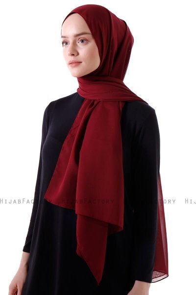 Hadise - Mörk Bordeaux Chiffon Hijab