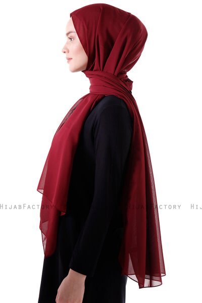 Hadise - Mörk Bordeaux Chiffon Hijab