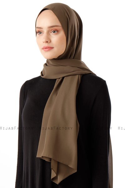 Hadise - Mörk Khaki Chiffon Hijab