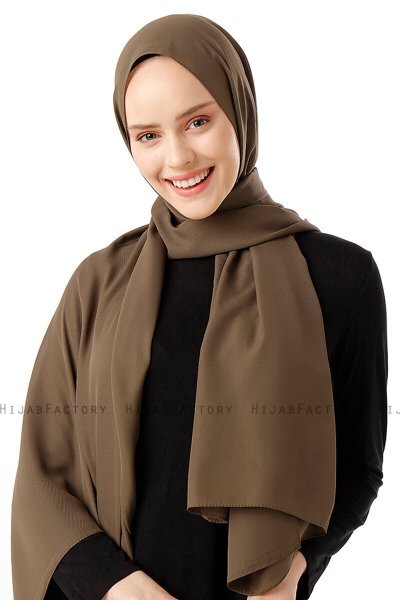 Hadise - Mörk Khaki Chiffon Hijab