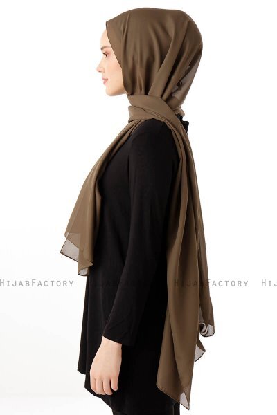 Hadise - Mörk Khaki Chiffon Hijab