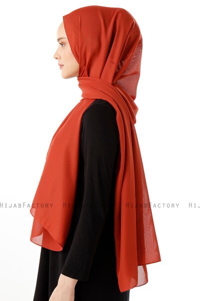 Hadise - Tegelröd Chiffon Hijab