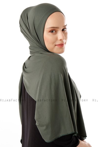 Neylan - Mörk Khaki Basic Jersey Hijab